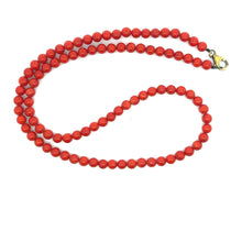 Natural Coral Plain 5mm Ball Gemstone Necklace Jewelry