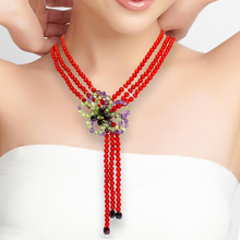 Natural Coral Amethyst Peridot Garnet Plain Ball Semi Necklace