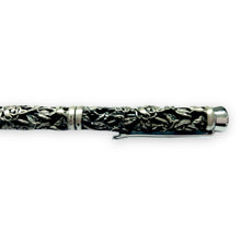 Luxury Black Handcrafted Writing Pen With Unique Silver Embossed Carving
