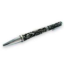 Luxury Black Handcrafted Writing Pen With Unique Silver Embossed Carving