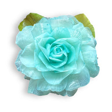 Handmade Brooch Boutonniere Unique Fish Scales Baby Blue Rose