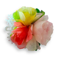 Handmade Brooch Boutonniere Unique Fish Scales Tri-Sided Yellow Pink Orange Rose