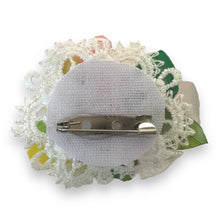 Handmade Brooch Boutonniere Unique Fish Scales Tri-Sided Yellow Pink Orange Rose