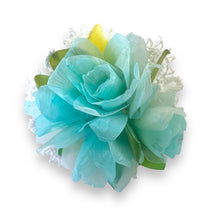 Handmade Brooch Boutonniere Unique Fish Scales Tri-Sided Baby Blue Rose