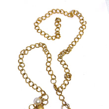 Three Layer Station Chain Gold Plated Fashion Necklace with Simulated Pearls – Elegant Layered Jewelry for Women