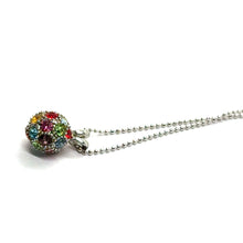 Colorful Rhinestone Ball Pendant Beaded Chain Necklace – Vibrant Sparkle Fashion Accessory