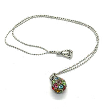 Colorful Rhinestone Ball Pendant Beaded Chain Necklace – Vibrant Sparkle Fashion Accessory