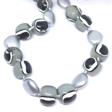 Bold Artisan Beaded Necklace in Simulated Monochrome Agate – Handmade Contemporary Statement Jewelry