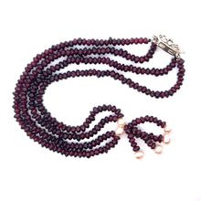Natural Garnet Tyre with Pearl Gemstone Handmade Necklace