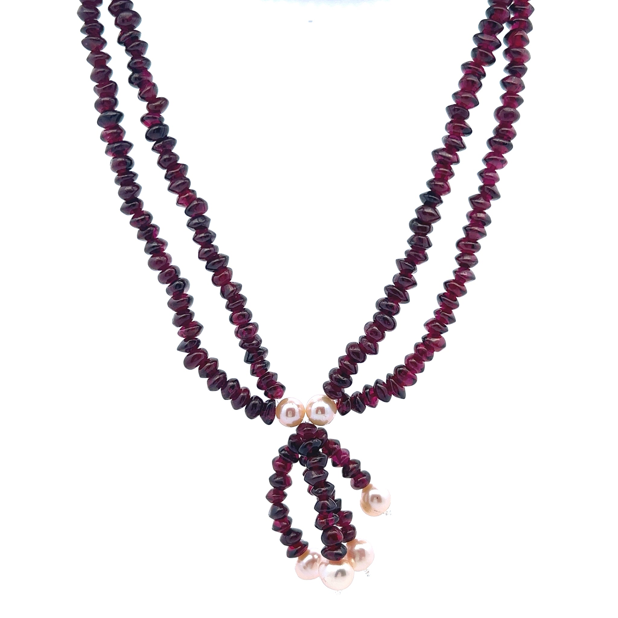 Natural Handmade Necklace 16"-18" Pearls with Garnet Gemstone Beads Jewellery