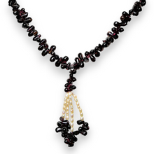 Natural Garnet Drop & Pearl Rice Birthstone Necklace Jewelry
