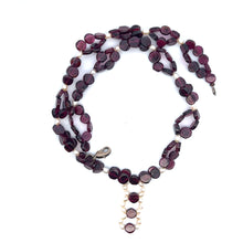 Natural Garnet Button with Rice Pearl Birthstone Necklace