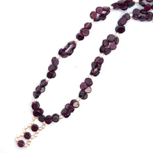 Natural Garnet Button with Rice Pearl Birthstone Necklace