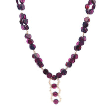 Natural Garnet Button with Rice Pearl Birthstone Necklace