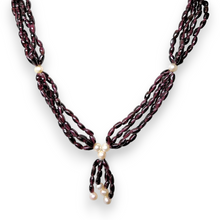 Natural Garnet Balloon & Pearl Button Gemstone Necklace