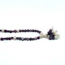 Natural Garnet Button 6mm & Pearl Button 7x6mm Gemstone Necklace