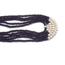 Natural Garnet Rondelle Facet Beads & Pearl Multi Layered Gemstone Necklace