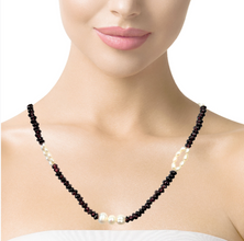 Natural Garnet Tyre Pearl Oval Rice Smooth Gemstone Necklace