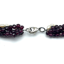 Natural Garnet Rondelle Facet Beads 4mm & Pearl Twisted Layered Gemstone Necklace