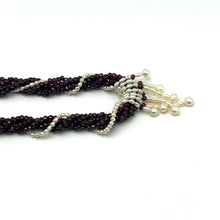 Natural Garnet Rondelle Facet Beads 4mm & Pearl Twisted Layered Gemstone Necklace