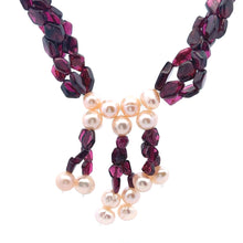 Natural Garnet Fancy & Pearl Gemstone Necklace Handmade