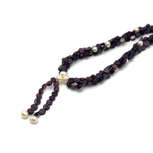 Natural Garnet Button 6mm & Pearl Plain Gemstone Necklace