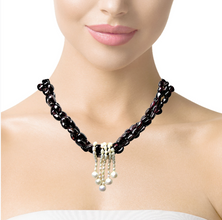 Natural Garnet Mani & Mixed Pearl Twisted Gemstone Necklace