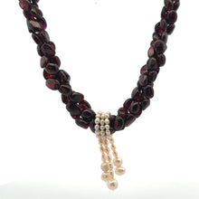 Natural Garnet Mani & Pearl Twisted Gemstone Necklace