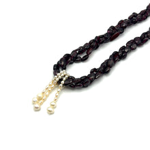 Natural Garnet Mani & Pearl Twisted Gemstone Necklace