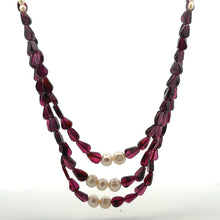 Natural Garnet Pear & Pearl Layered Gemstone Necklace