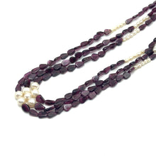 Natural Garnet Pear & Pearl Layered Gemstone Necklace