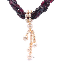 Natural Garnet with Smooth Pearl Gemstone Necklace