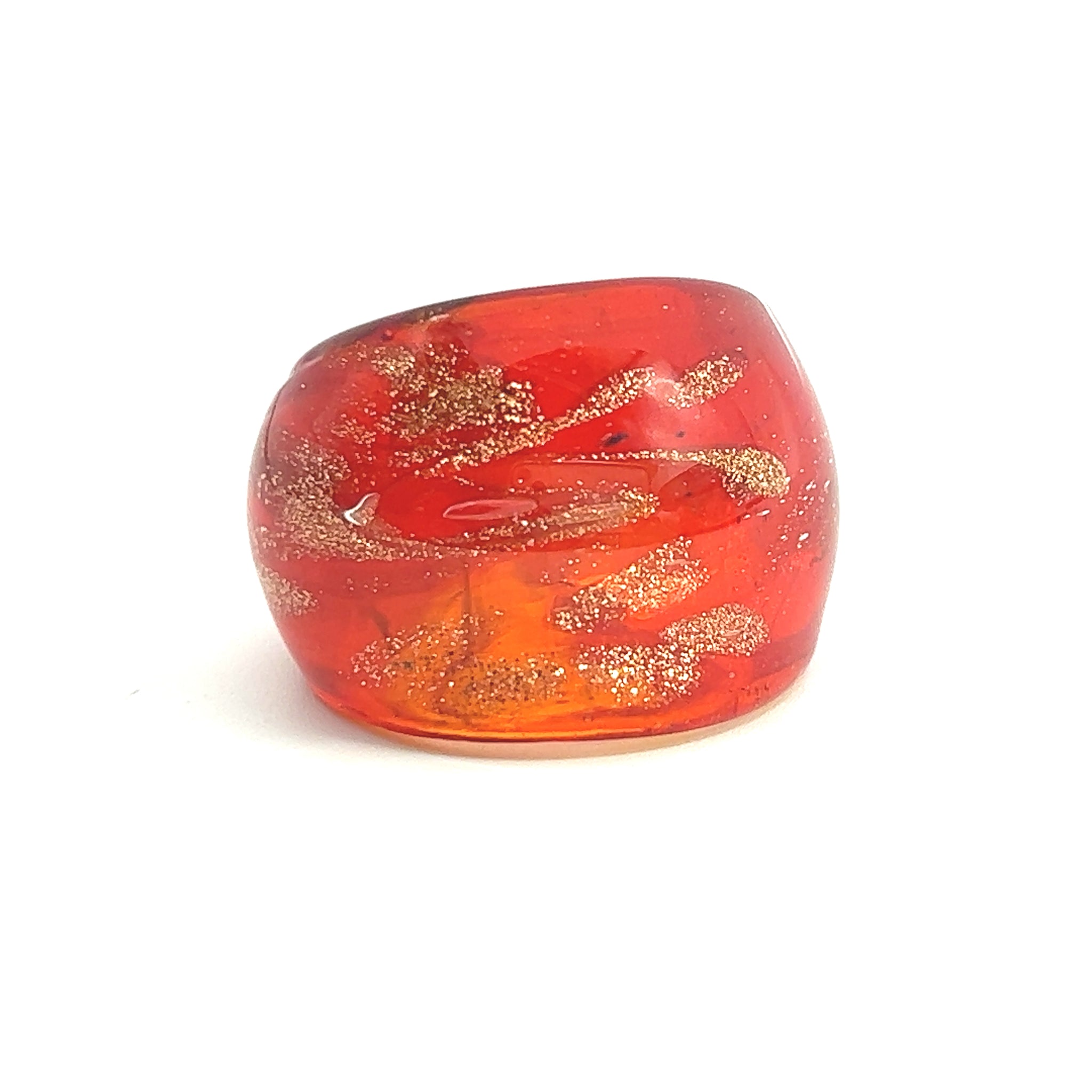 Handmade Glass Acrylic Ring Ember Gilded Radiant Brilliance Infinity Band