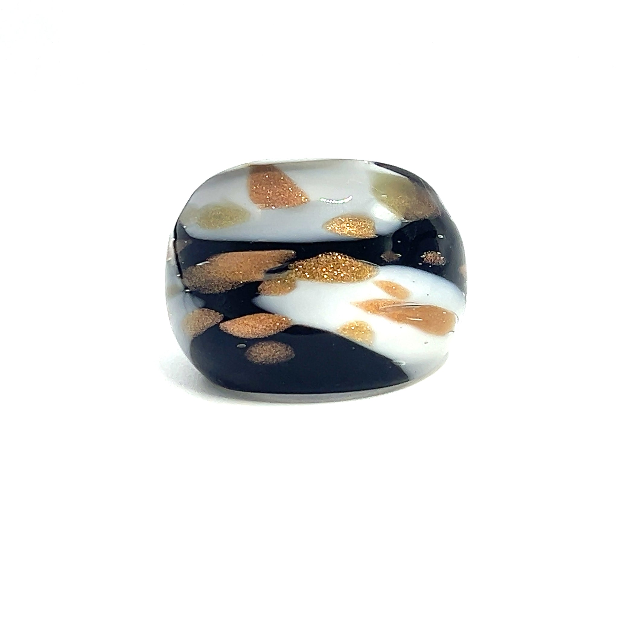 Handmade Glass Acrylic Ring Monochrome's Gilded Elegance Infinity Band