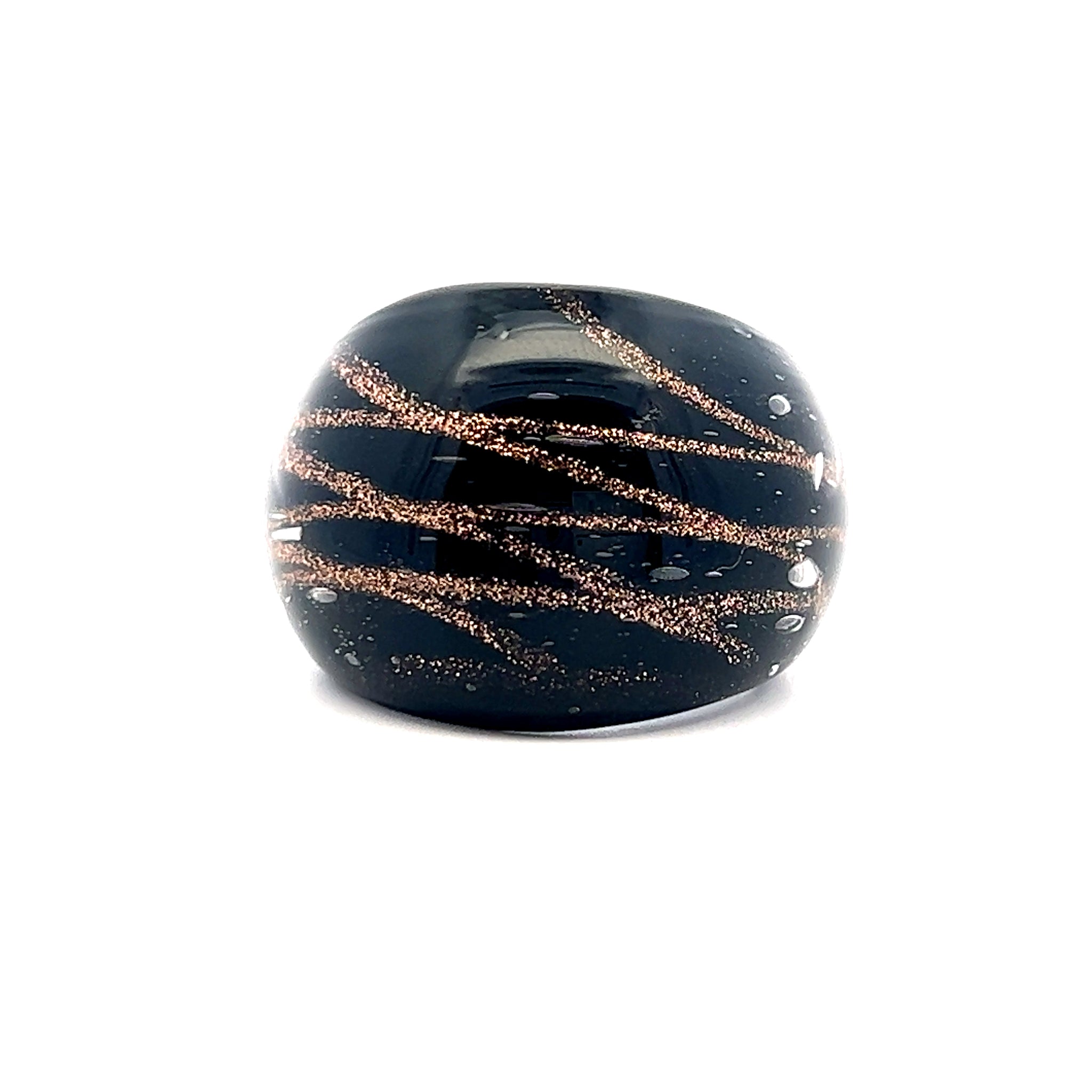 Handmade Glass Acrylic Ring Shadowed Gilt Elegance Infinity Band