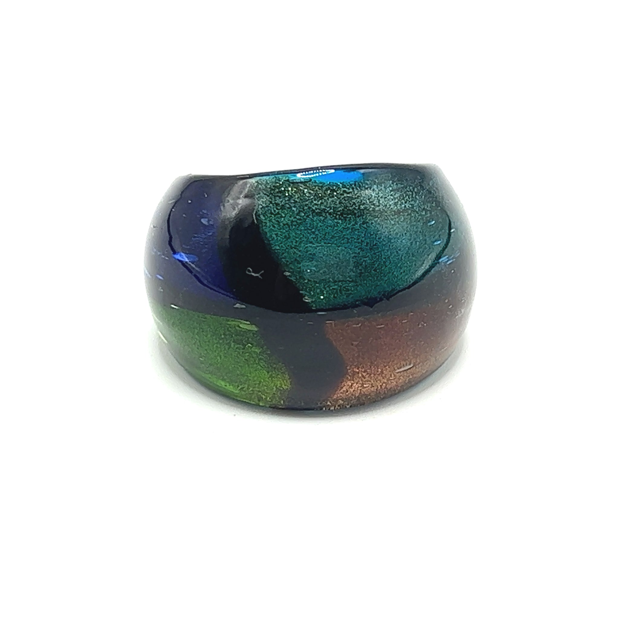 Handmade Glass Acrylic Ring Spectrum Glow Mosaic  Infinity Band