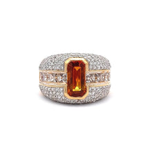 18K Gold Luxury Ring With Natural Diamond & Orange Yellow with White Sapphire Gemstone - JEWELNJOY