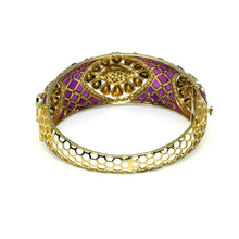 14K Yellow Gold Diamond Polki Open Cuff Bangle – Royal Wristwear Kundan-Meena Collection - JEWELNJOY