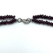Natural Garnet Tyre & Plain Pearl Two Strand Gemstone Necklace