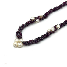 Natural Garnet Balloon & Plain Pearl Three Strand Gemstone Necklace