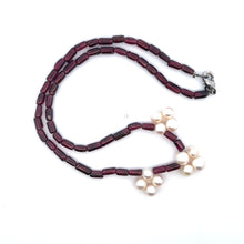 Natural Garnet with Pearl Plain Round Gemstone Necklace
