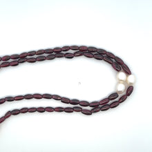 Natural Garnet with Pearl Oval Smooth Gemstone Necklace