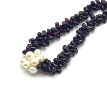 Natural Garnet Drop & Button Pearl Gemstone Necklace