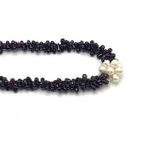 Natural Garnet Drop & Button Pearl Gemstone Necklace