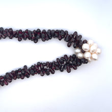 Natural Garnet Drop & Pearl Oval Gems Handmade Necklace