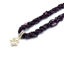 Natural Garnet & Plain Pearl Twisted Fancy Gemstone Necklace
