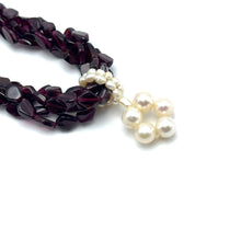 Natural Garnet & Plain Pearl Twisted Fancy Gemstone Necklace