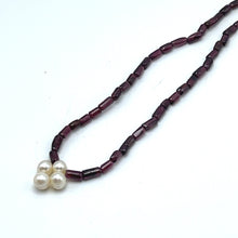 Natural Garnet Tube & Button Pearl Gemstone Necklace