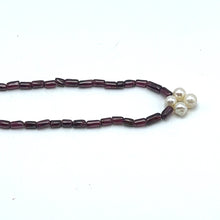 Natural Garnet Tube & Button Pearl Gemstone Necklace