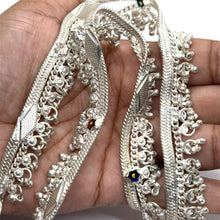 Multi Layered Ethnic German Silver Anklet Pair with Tinkling Charms and Motifs